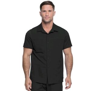 Dickies Dynamix Scrub Men's Button Front Collar Shirt. M Black